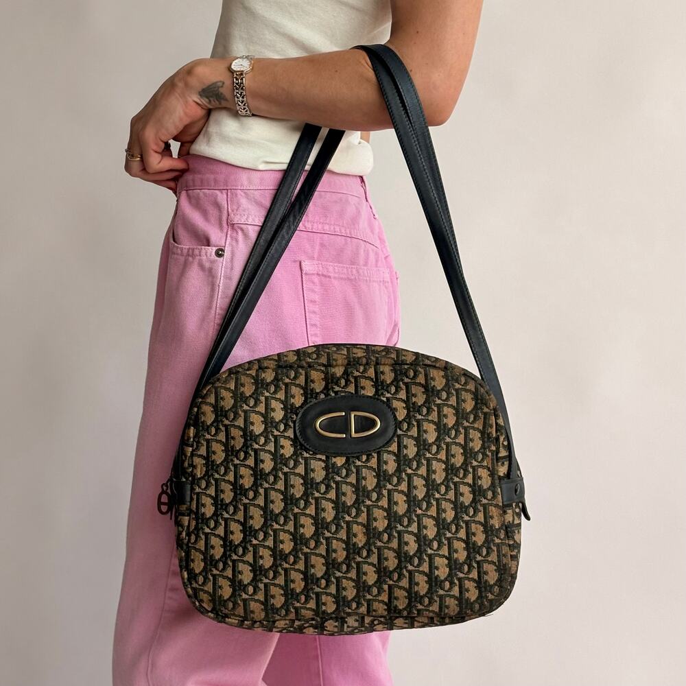 Vintage Christian Dior 70s/80s Oblique Jacquard Trotter Shoulder Bag
